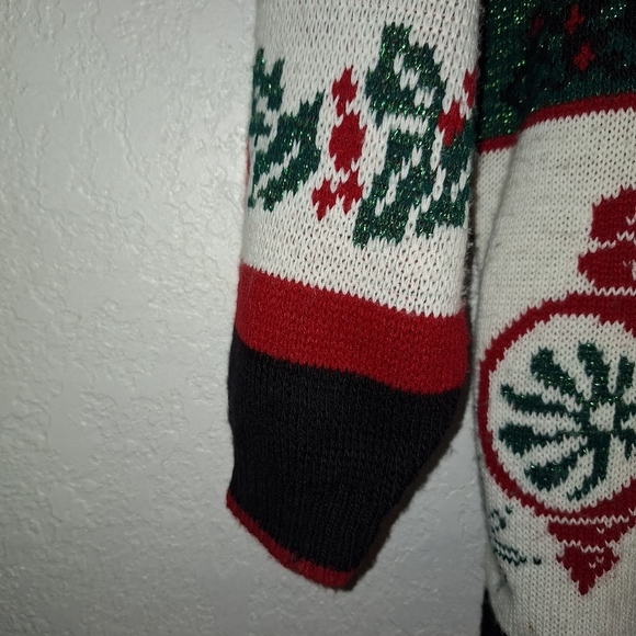 Vtg Nutcracker Ugly Christmas Sweater Tree Presents Snowflake Bell Sz L *Stain - Picture 4 of 10